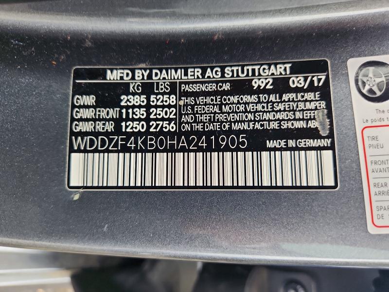 Продаж на аукціоні авто 2017 Mercedes-benz E, vin: WDDZF4KB0HA241905, номер лоту: 65153466