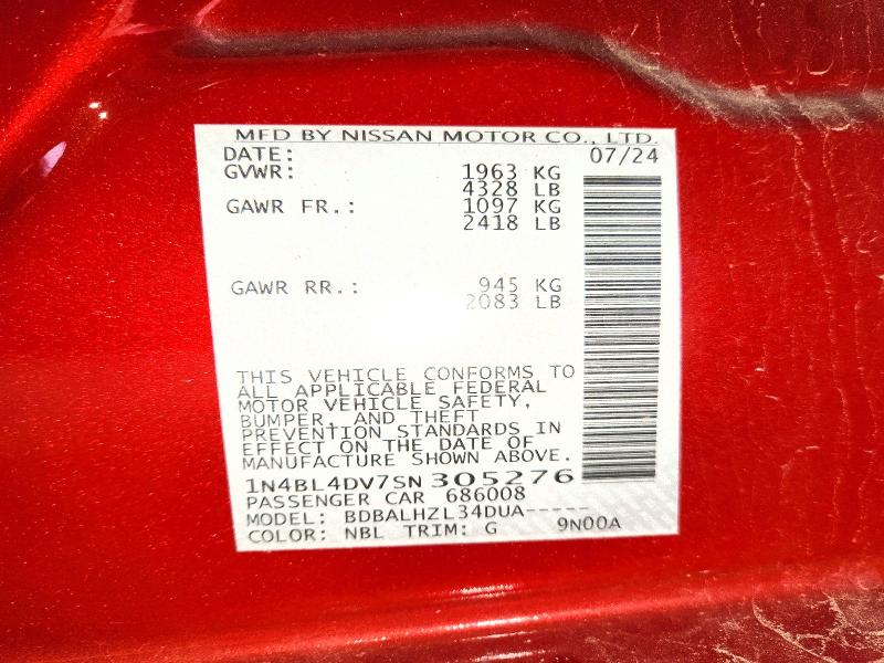 2025 Nissan Altima მანქანა იყიდება აუქციონზე, vin: 1N4BL4DV7SN305276, აუქციონის ნომერი: 65669206