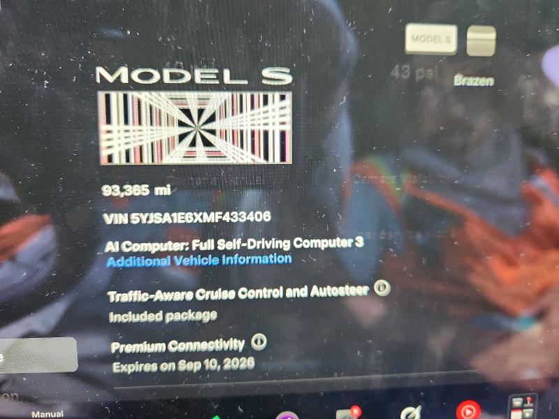 Aukcja sprzedaży 2021 Tesla Model S, vin: 5YJSA1E6XMF433406, numer aukcji: 64837756