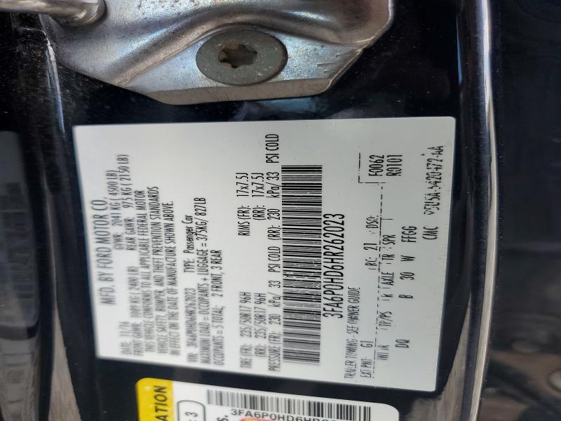 Aukcja sprzedaży 2017 Ford Fusion, vin: 3FA6P0HD6HR262023, numer aukcji: 67109726