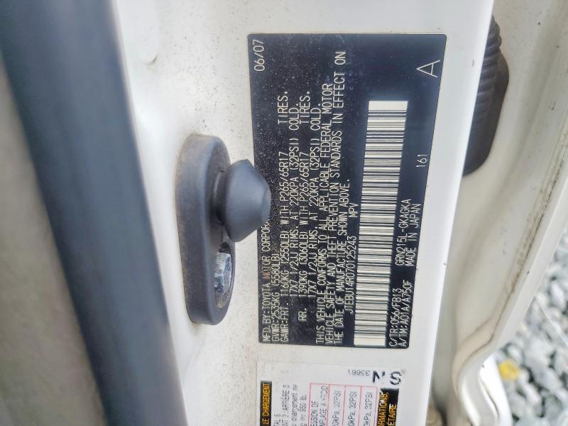 Aukcja sprzedaży 2007 Toyota 4runner, vin: JTEBU14R070125243, numer aukcji: 64083896