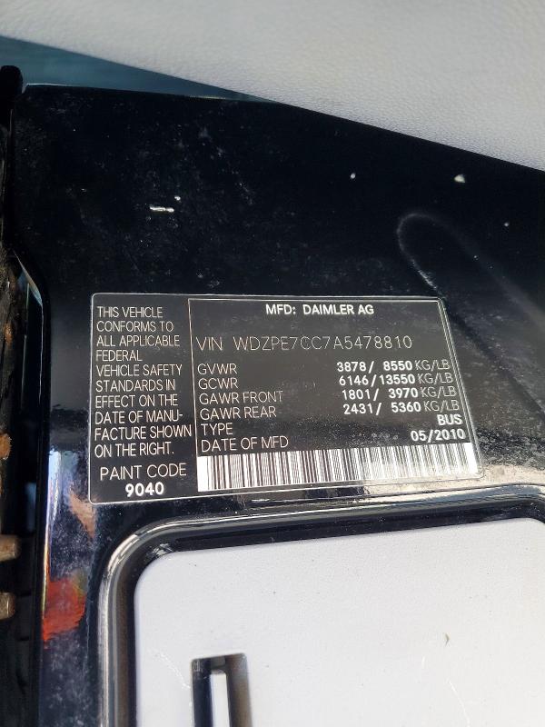 65988666 :رقم المزاد ، WDZPE7CC7A5478810 vin ، 2010 Mercedes-benz Sprinter مزاد بيع