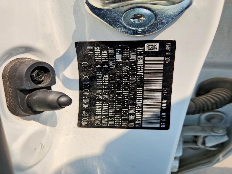 62113756 :رقم المزاد ، JHMFC1F30KX011954 vin ، 2019 Honda Civic مزاد بيع