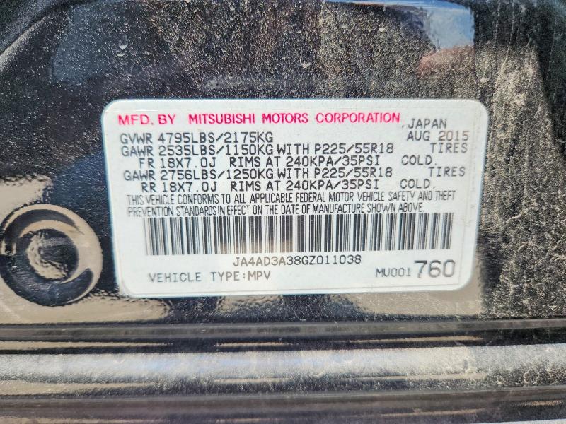 Aukcja sprzedaży 2016 Mitsubishi Outlander, vin: JA4AD3A38GZ011038, numer aukcji: 63455786