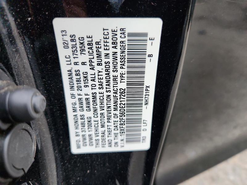 Aukcja sprzedaży 2013 Honda Civic, vin: 19XFB2F56DE217262, numer aukcji: 64235186