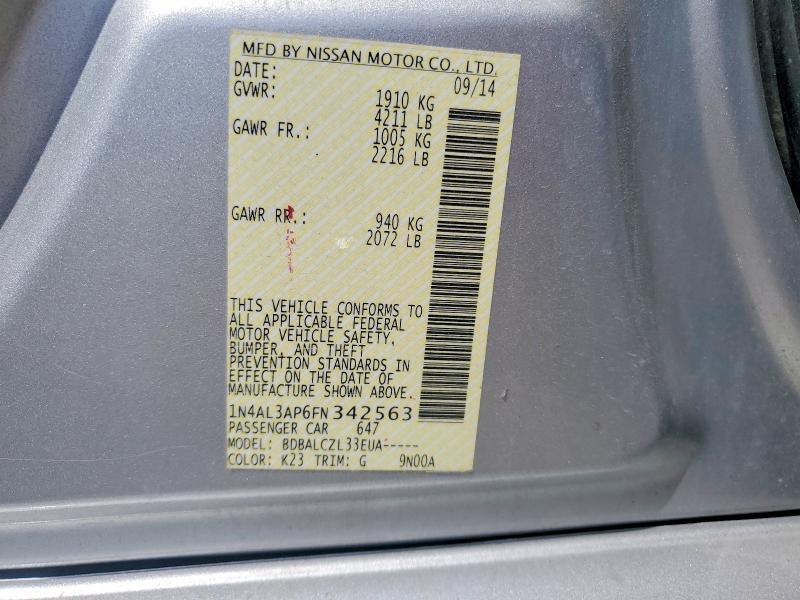 Auction sale of the 2015 Nissan Altima, vin: 1N4AL3AP6FN342563, lot number: 64111486