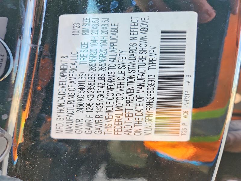2023 Honda Passport მანქანა იყიდება აუქციონზე, vin: 5FNYF8H52PB039913, აუქციონის ნომერი: 66774616