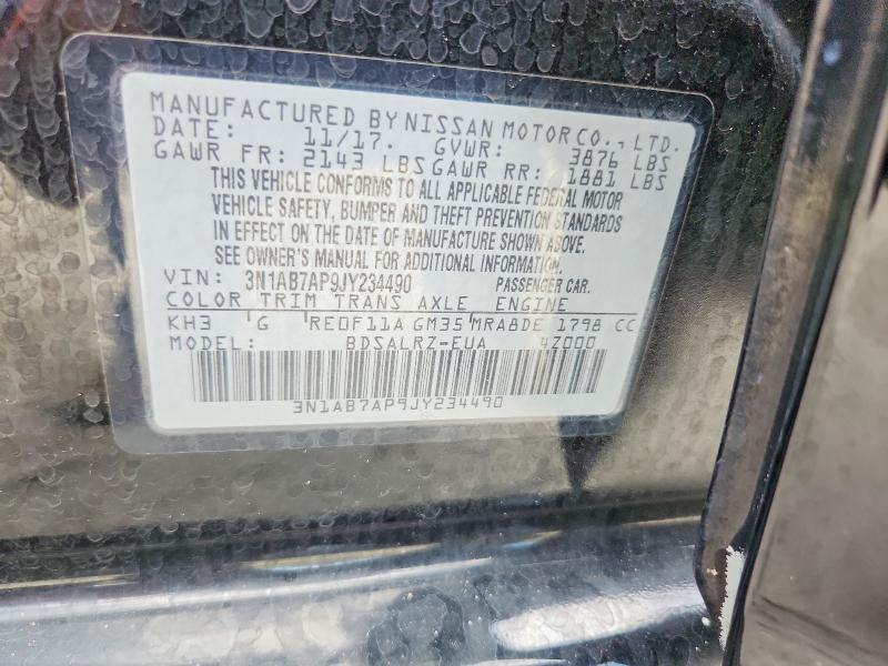 Aukcja sprzedaży 2018 Nissan Sentra, vin: 3N1AB7AP9JY234490, numer aukcji: 63683536