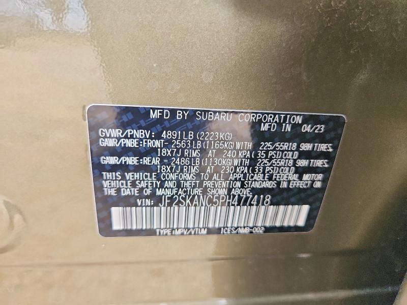 Aukcja sprzedaży 2023 Subaru Forester, vin: JF2SKANC5PH477418, numer aukcji: 64782636