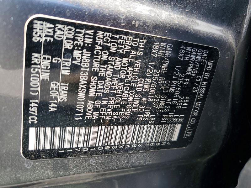 Продаж на аукціоні авто 2025 Nissan Rogue, vin: JN8BT3BAXSW010711, номер лоту: 65941966