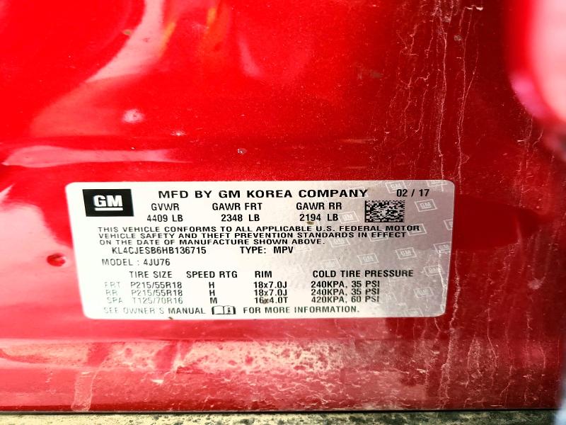 Aukcja sprzedaży 2017 Buick Encore, vin: KL4CJESB6HB136715, numer aukcji: 64791616