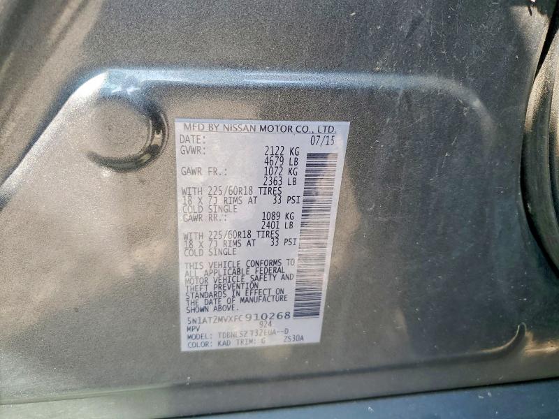 Продаж на аукціоні авто 2015 Nissan Rogue, vin: 5N1AT2MVXFC910268, номер лоту: 67112496