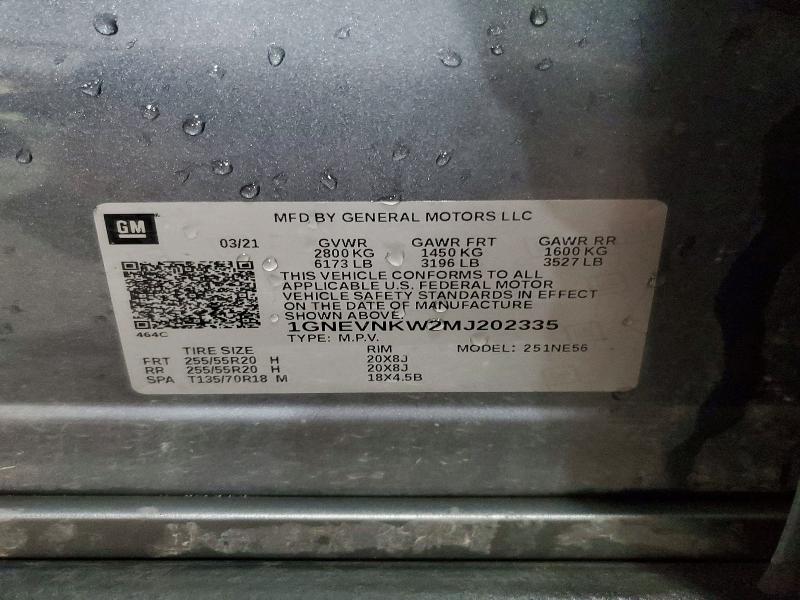 Продаж на аукціоні авто 2021 Chevrolet Traverse, vin: 1GNEVNKW2MJ202335, номер лоту: 62478986