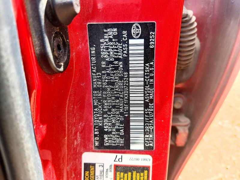 Aukcja sprzedaży 2013 Toyota Camry, vin: 4T1BF1FKXDU725248, numer aukcji: 65328926