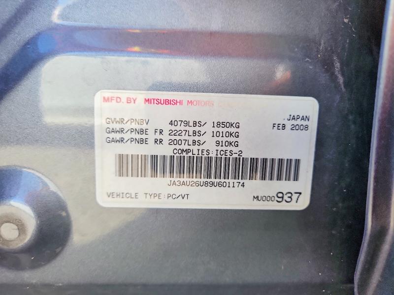 63368526 :رقم المزاد ، JA3AU26U89U601174 vin ، 2009 Mitsubishi Lancer مزاد بيع
