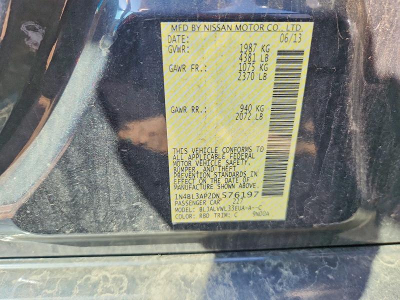 2013 Nissan Altima მანქანა იყიდება აუქციონზე, vin: 1N4BL3AP2DN576197, აუქციონის ნომერი: 65274076