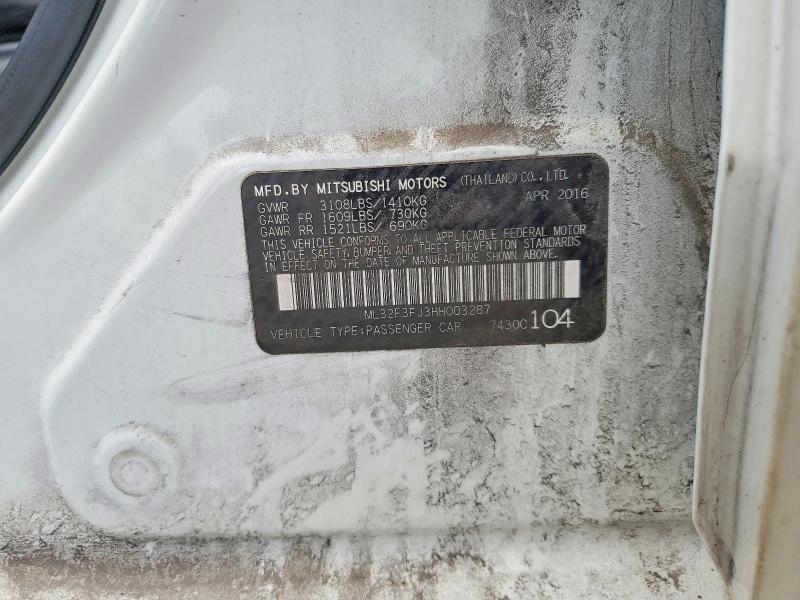 Aukcja sprzedaży 2017 Mitsubishi Mirage, vin: ML32F3FJ3HH003287, numer aukcji: 65266766