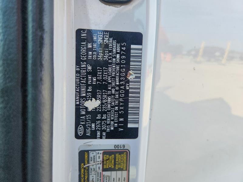 66455266 :رقم المزاد ، 5XYPGDA33GG109745 vin ، 2016 Kia Sorento مزاد بيع