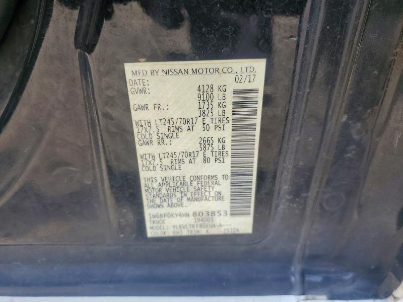 64106006 :رقم المزاد ، 1N6BF0KY4HN803853 vin ، 2017 Nissan Nv مزاد بيع