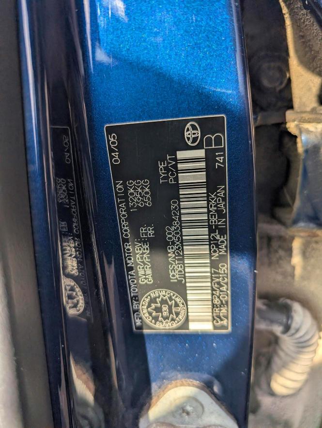 65526416 :رقم المزاد ، JTDBT123X50384230 vin ، 2005 Toyota Echo مزاد بيع
