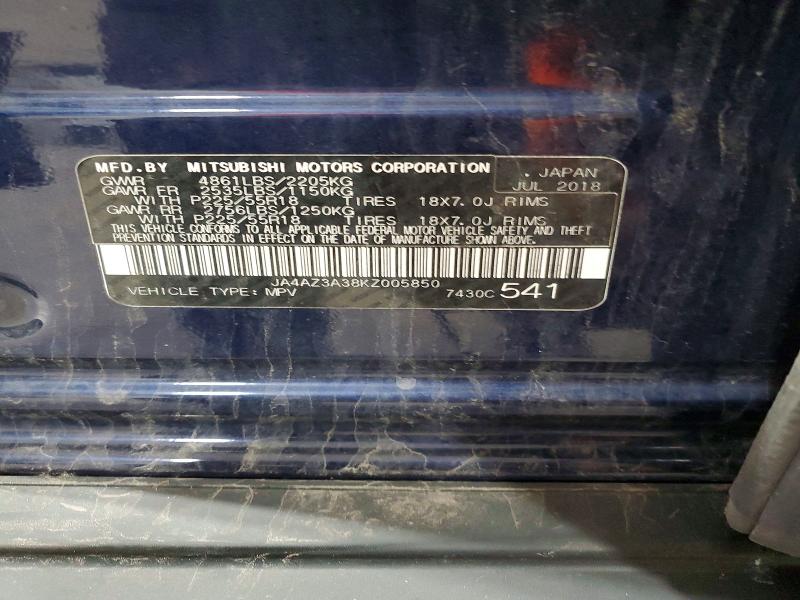 Aukcja sprzedaży 2019 Mitsubishi Outlander, vin: JA4AZ3A38KZ005850, numer aukcji: 64561856