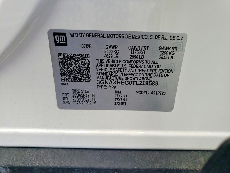 Продаж на аукціоні авто 2026 Chevrolet Equinox, vin: 3GNAXHEG0TL219589, номер лоту: 65377736