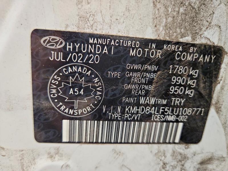 Aukcja sprzedaży 2020 Hyundai Elantra, vin: KMHD84LF5LU108771, numer aukcji: 65322236