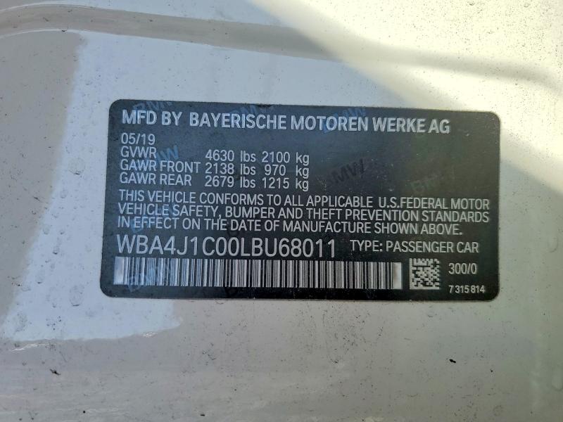 Продажа на аукционе авто 2020 Bmw 430i, vin: WBA4J1C00LBU68011, номер лота: 63294336