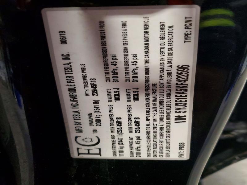 Aukcja sprzedaży 2019 Tesla Model 3, vin: 5YJ3E1EA5KF422596, numer aukcji: 65480376