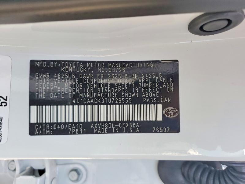 Aukcja sprzedaży 2026 Toyota Camry, vin: 4T1DAACK3TU729555, numer aukcji: 64958656