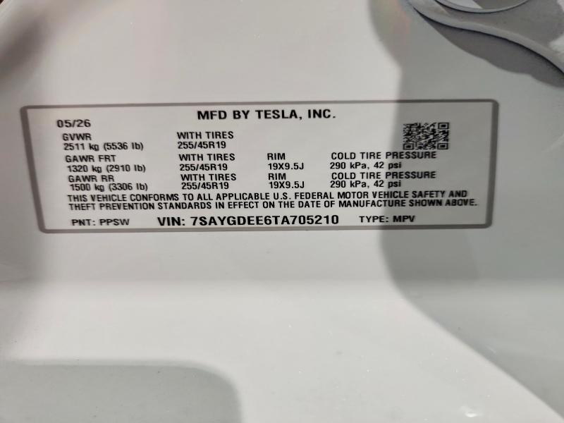 Продажа на аукционе авто 2026 Tesla Model Y, vin: 7SAYGDEE6TA705210, номер лота: 64229956