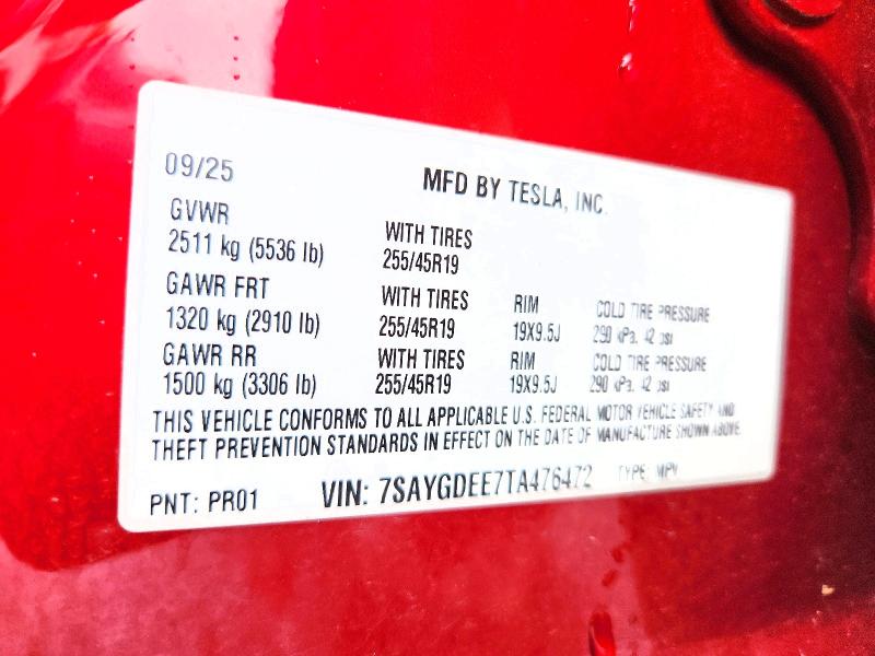 Aukcja sprzedaży 2026 Tesla Model  Y, vin: 7SAYGDEE7TA476472, numer aukcji: 63860976