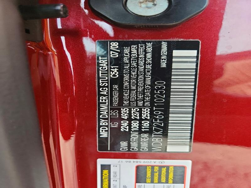 62284646 :رقم المزاد ، WDBTK72F69T102530 vin ، 2009 Mercedes-benz Clk مزاد بيع