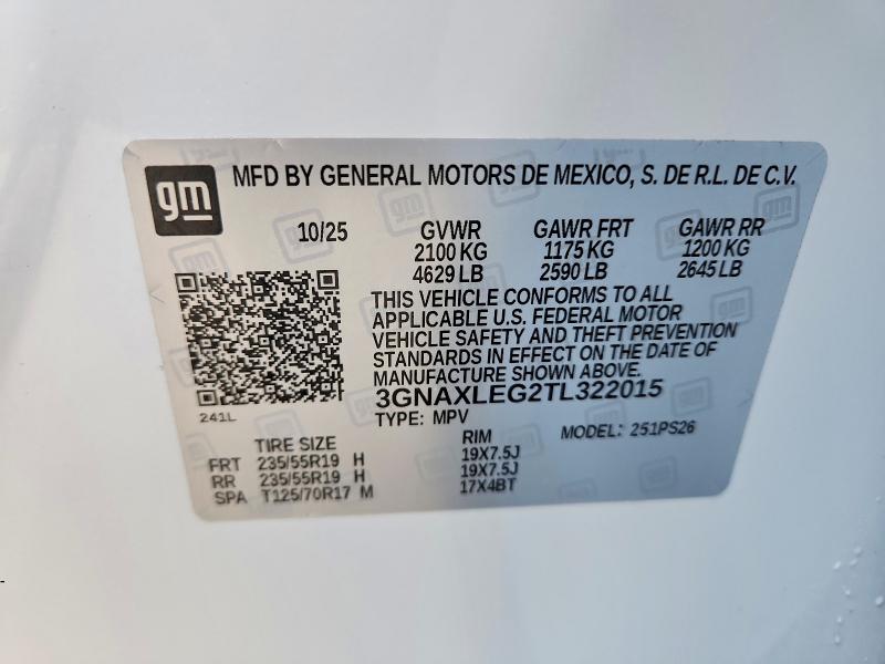 64397446 :رقم المزاد ، 3GNAXLEG2TL322015 vin ، 2026 Chevrolet Equinox مزاد بيع
