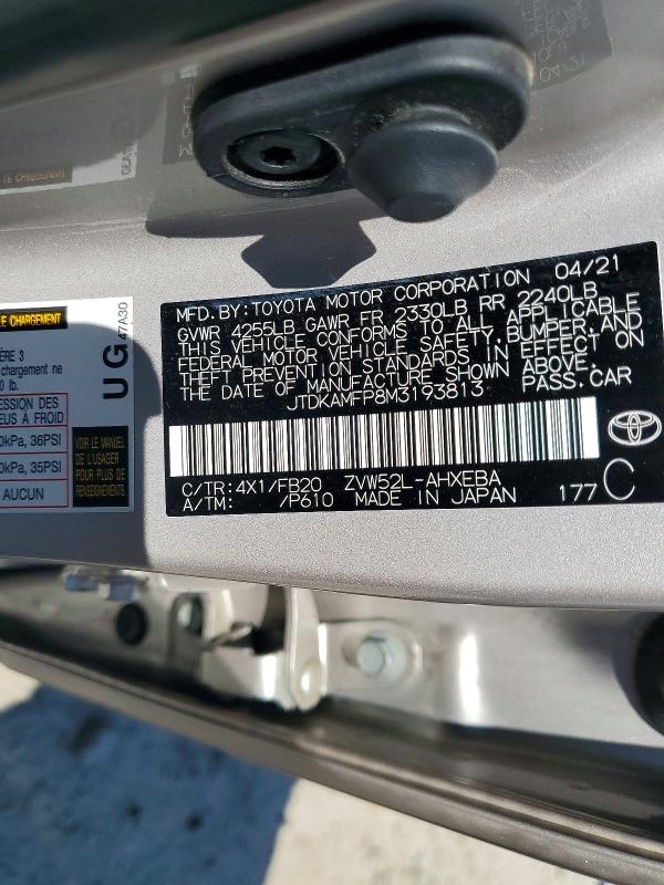 64831936 :رقم المزاد ، JTDKAMFP8M3193813 vin ، 2021 Toyota Prius Prime مزاد بيع