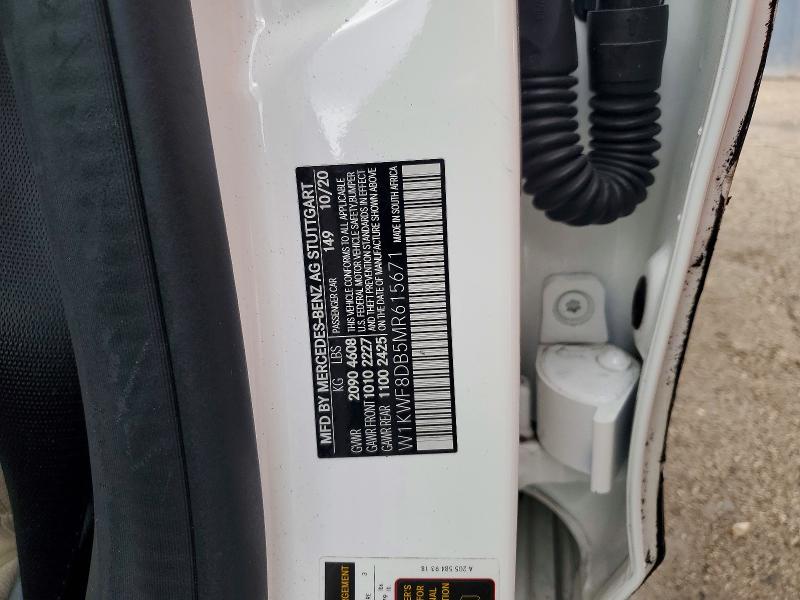 2021 Mercedes-benz C მანქანა იყიდება აუქციონზე, vin: W1KWF8DB5MR615671, აუქციონის ნომერი: 66029026