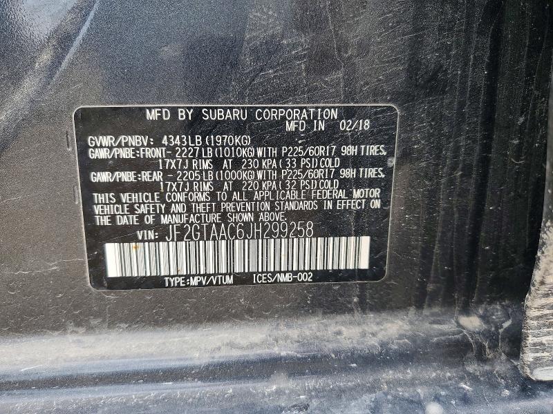 2018 Subaru Crosstrek მანქანა იყიდება აუქციონზე, vin: JF2GTAAC6JH299258, აუქციონის ნომერი: 65844486