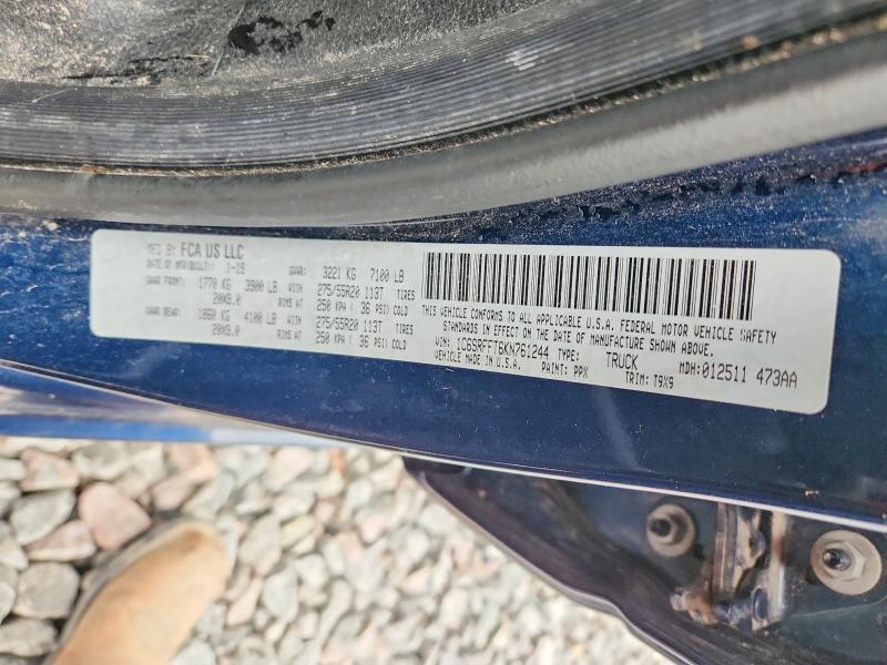63938576 :رقم المزاد ، 1C6SRFFT6KN761244 vin ، 2019 Ram 1500 مزاد بيع