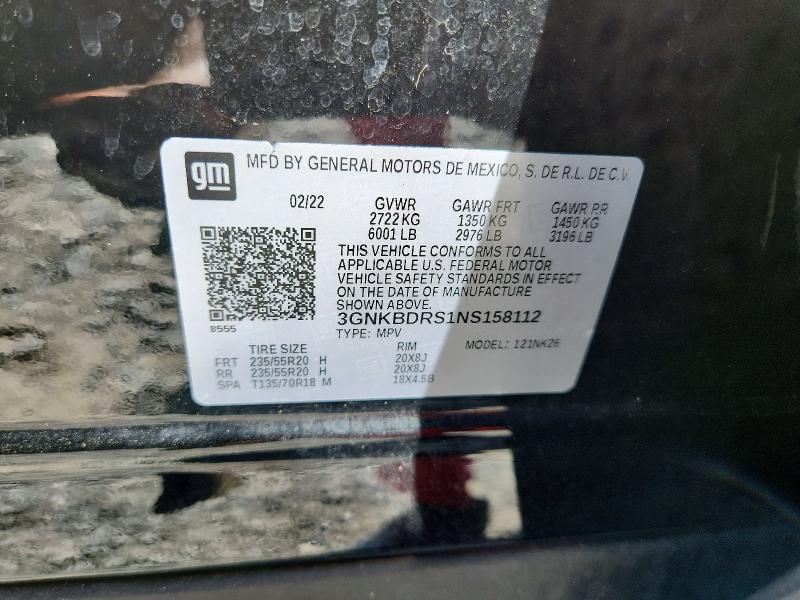 2022 Chevrolet Blazer მანქანა იყიდება აუქციონზე, vin: 3GNKBDRS1NS158112, აუქციონის ნომერი: 63774846