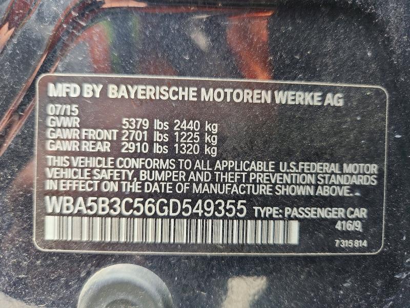64055656 :رقم المزاد ، WBA5B3C56GD549355 vin ، 2016 Bmw 535 مزاد بيع