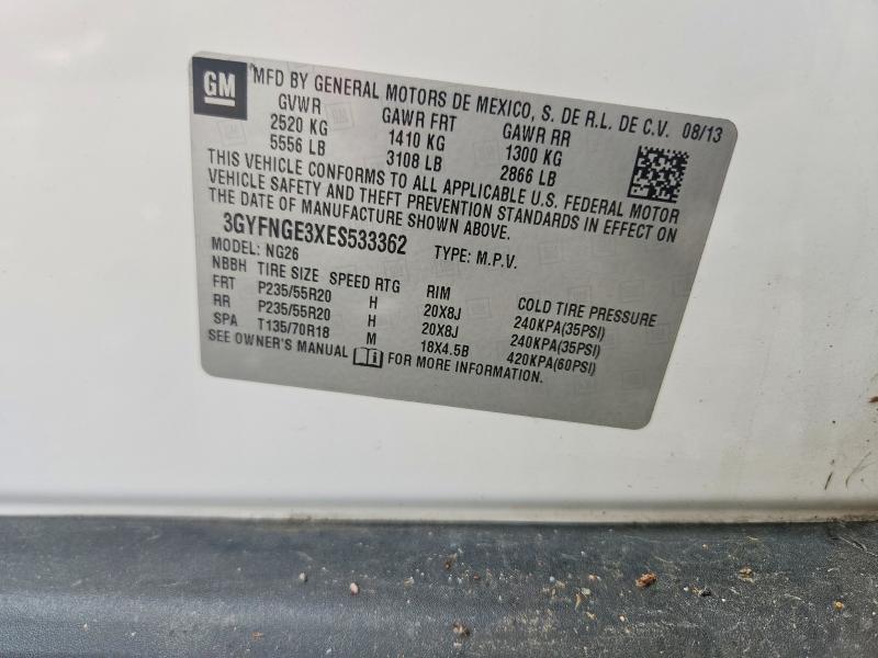 61812726 :رقم المزاد ، 3GYFNGE3XES533362 vin ، 2014 Cadillac Srx مزاد بيع