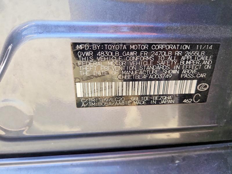 Продажа на аукционе авто 2015 Lexus Gs, vin: JTHBE1BL4FA003749, номер лота: 67286056