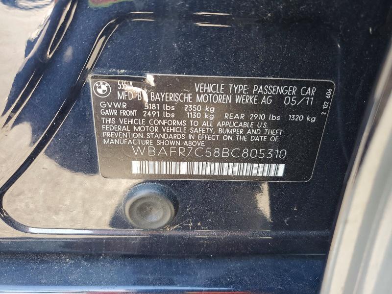 63712946 :رقم المزاد ، WBAFR7C58BC805310 vin ، 2011 Bmw 535 مزاد بيع