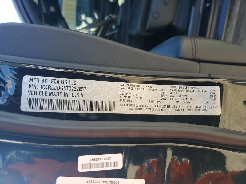 Aukcja sprzedaży 2026 Dodge Durango, vin: 1C4RDJDG8TC232857, numer aukcji: 67109396