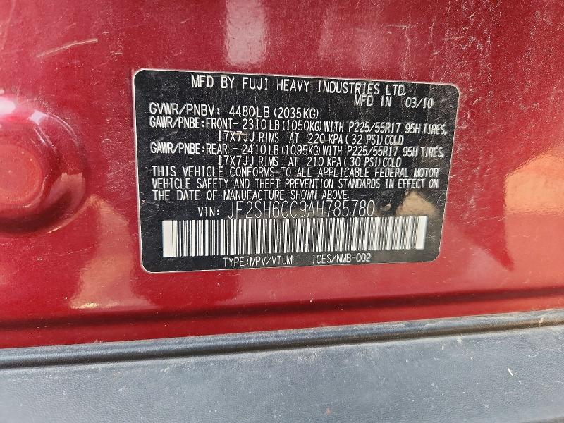Продажа на аукционе авто 2010 Subaru Forester, vin: JF2SH6CC9AH785780, номер лота: 64890906