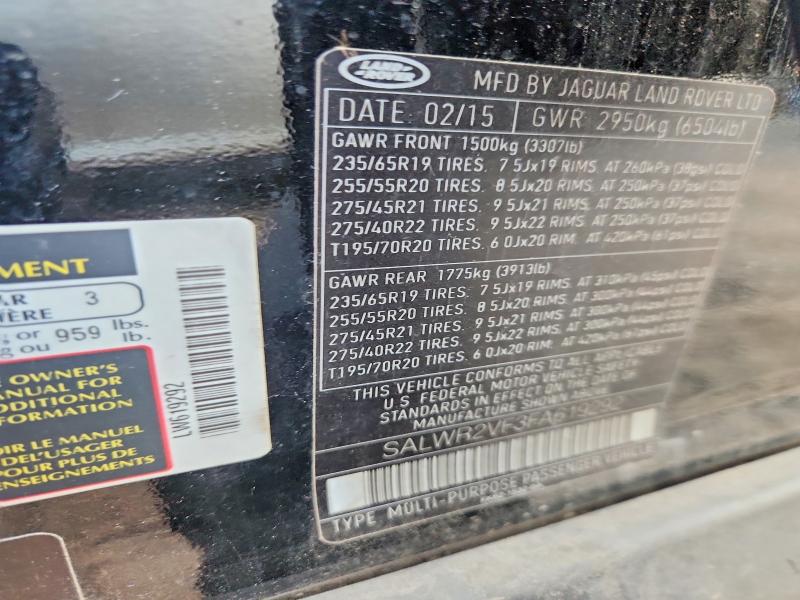 Продаж на аукціоні авто 2015 Land Rover Range Rover Sport, vin: SALWR2VF3FA619292, номер лоту: 65592756