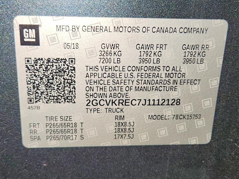 Aukcja sprzedaży 2018 Chevrolet Silverado, vin: 2GCVKREC7J1112128, numer aukcji: 63722746