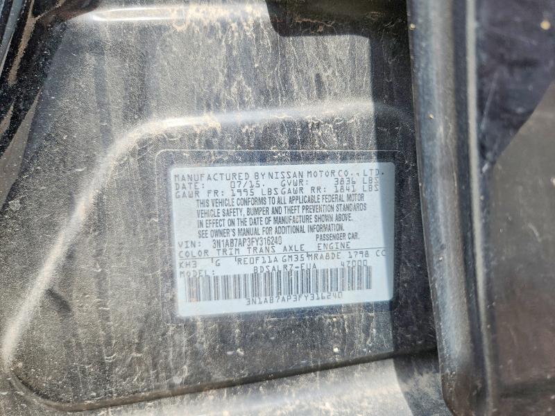 Aukcja sprzedaży 2015 Nissan Sentra, vin: 3N1AB7AP3FY316240, numer aukcji: 63760906