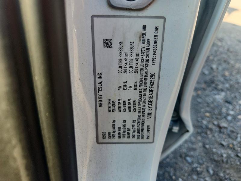 64959896 :رقم المزاد ، 5YJ3E1EA3PF435290 vin ، 2023 Tesla Model 3 مزاد بيع