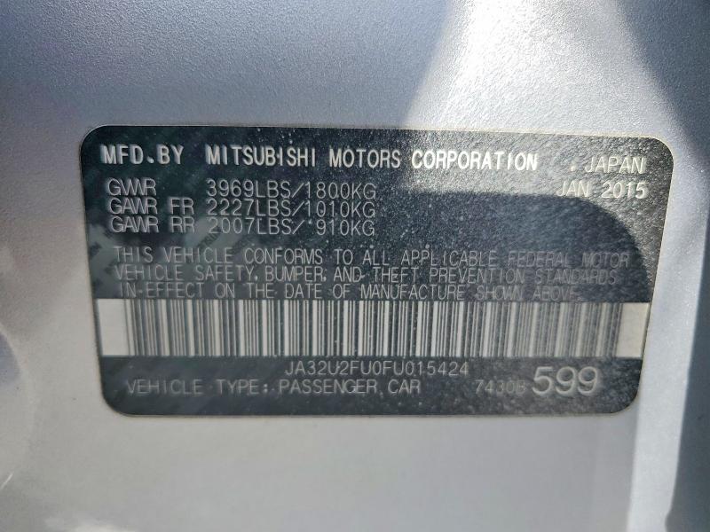 66234986 :رقم المزاد ، JA32U2FU0FU015424 vin ، 2015 Mitsubishi Lancer مزاد بيع
